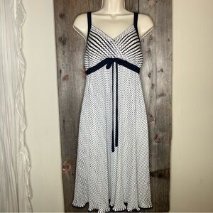 Louis Feraud Paris Black and White Polka Dot Bias Cut Empire Swing Dress size 10